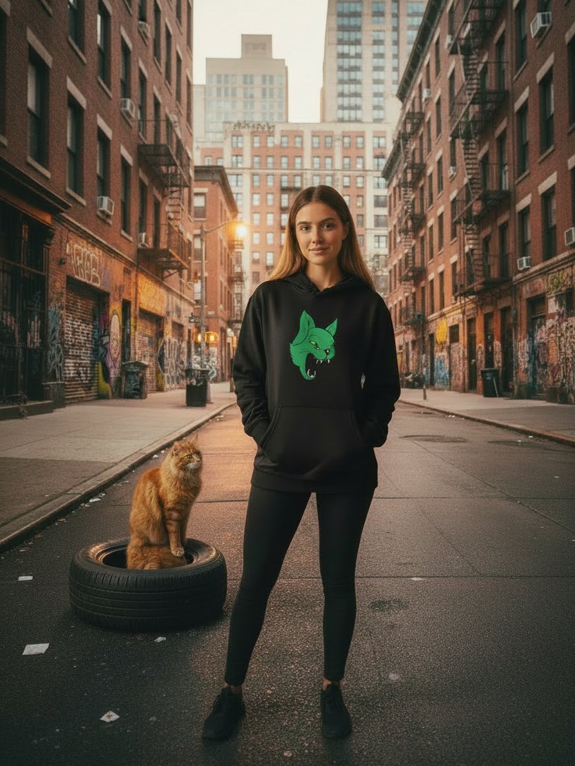 Vibe Cat Logo Hoodie Black product image (2)
