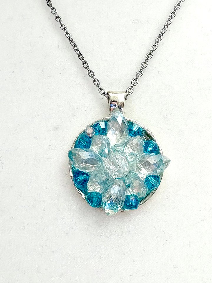 MFD-00290 | Turquoise Snow Crystal Pendant Necklace | Stainless Steel Cable Chain | Handmade Jewelry by Monique Faella Designs™ product image (1)
