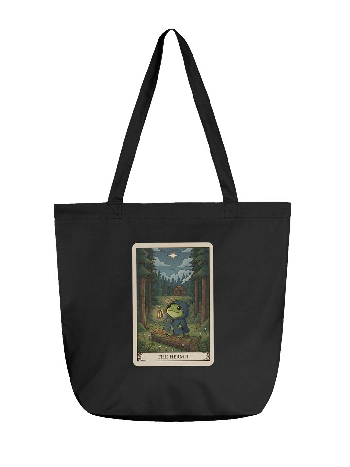 Eco-Friendly Reusable Premium Shopping Tote Bag | Featuring Iconic "The Hermit" Cute Tarot Frog Artwork by Everbright Studios product image (2)