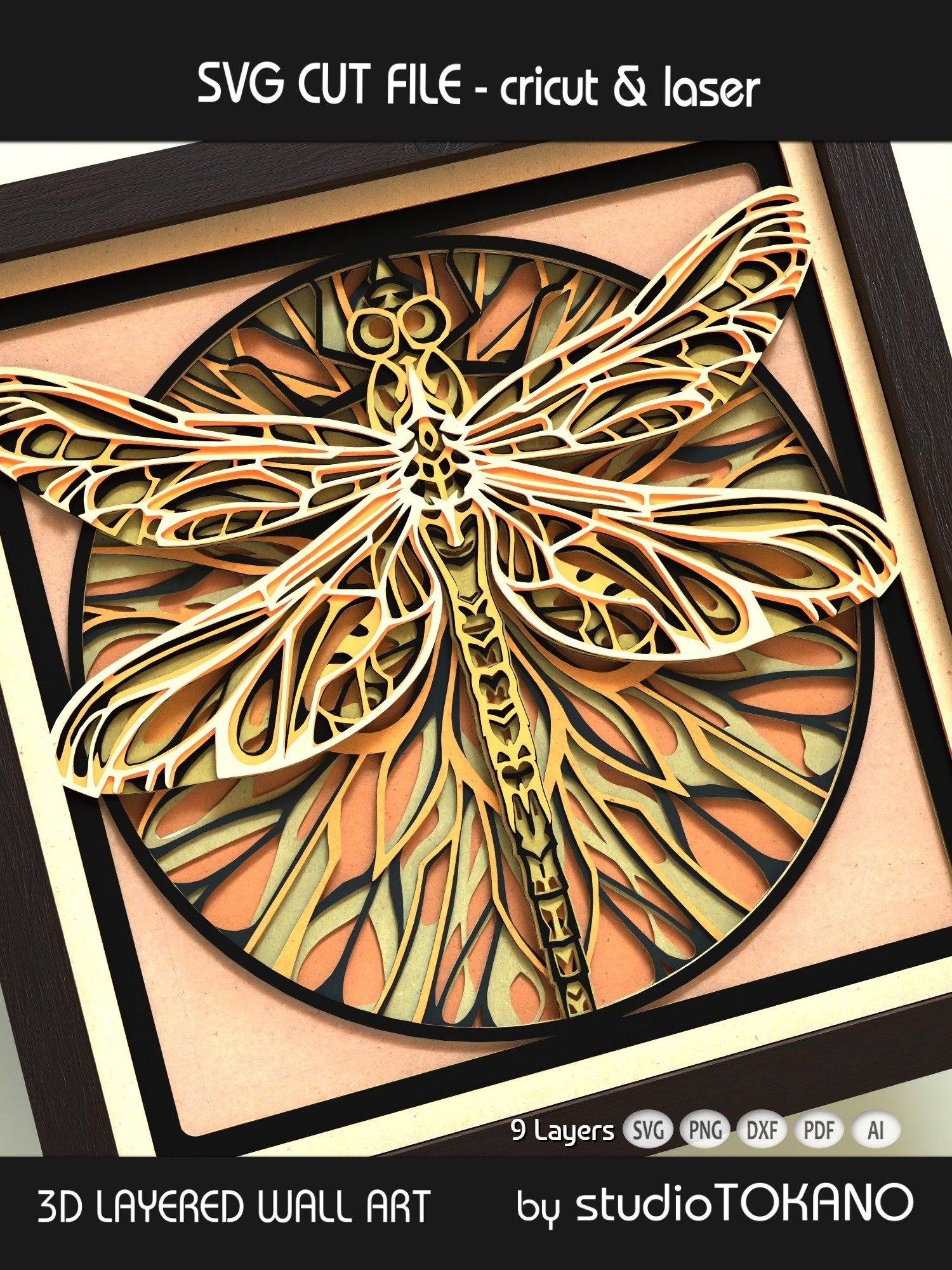 Art Nouveau Dragonfly 3D SVG product image (9)