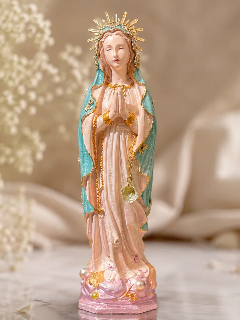 Handmade Virgin Mary Statue | Stella Maris Seashell Decor, French Riviera Artisan Figurine product image (1)