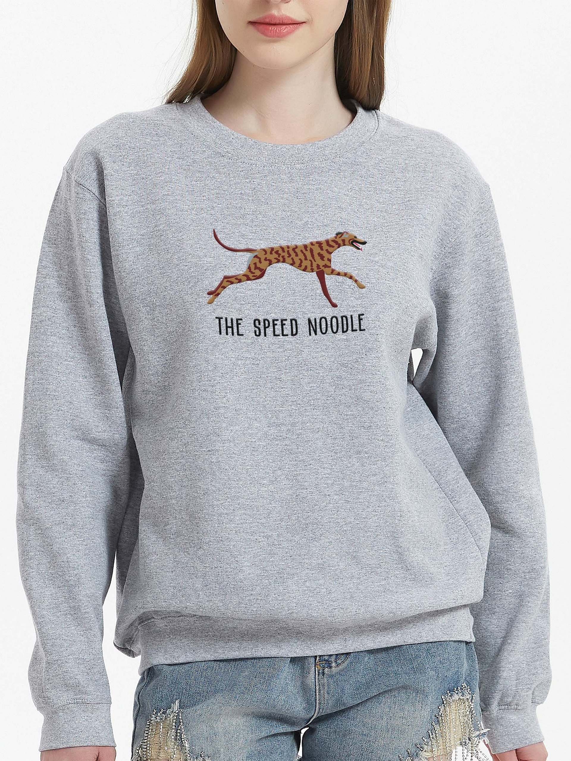 The Speed Noodle Sweatshirt (Embroidered) of an English Greyhound(Brindle 2) product image (2)