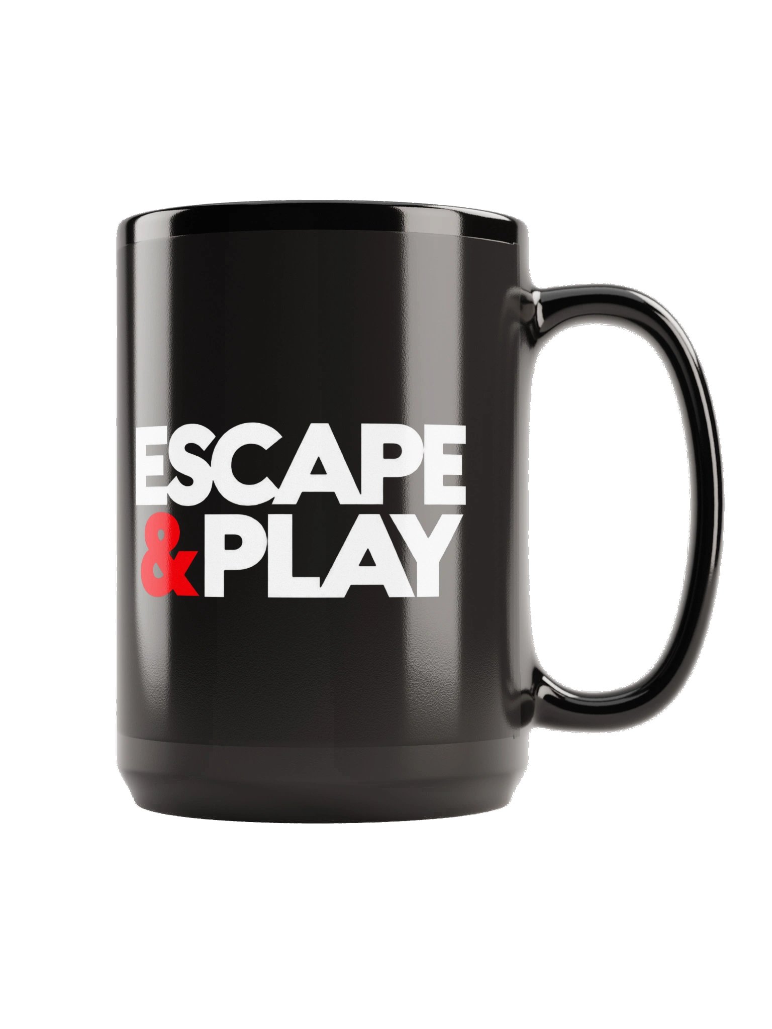 Easy Mode “Escape & Play” Black Mug – 15 oz product image (3)