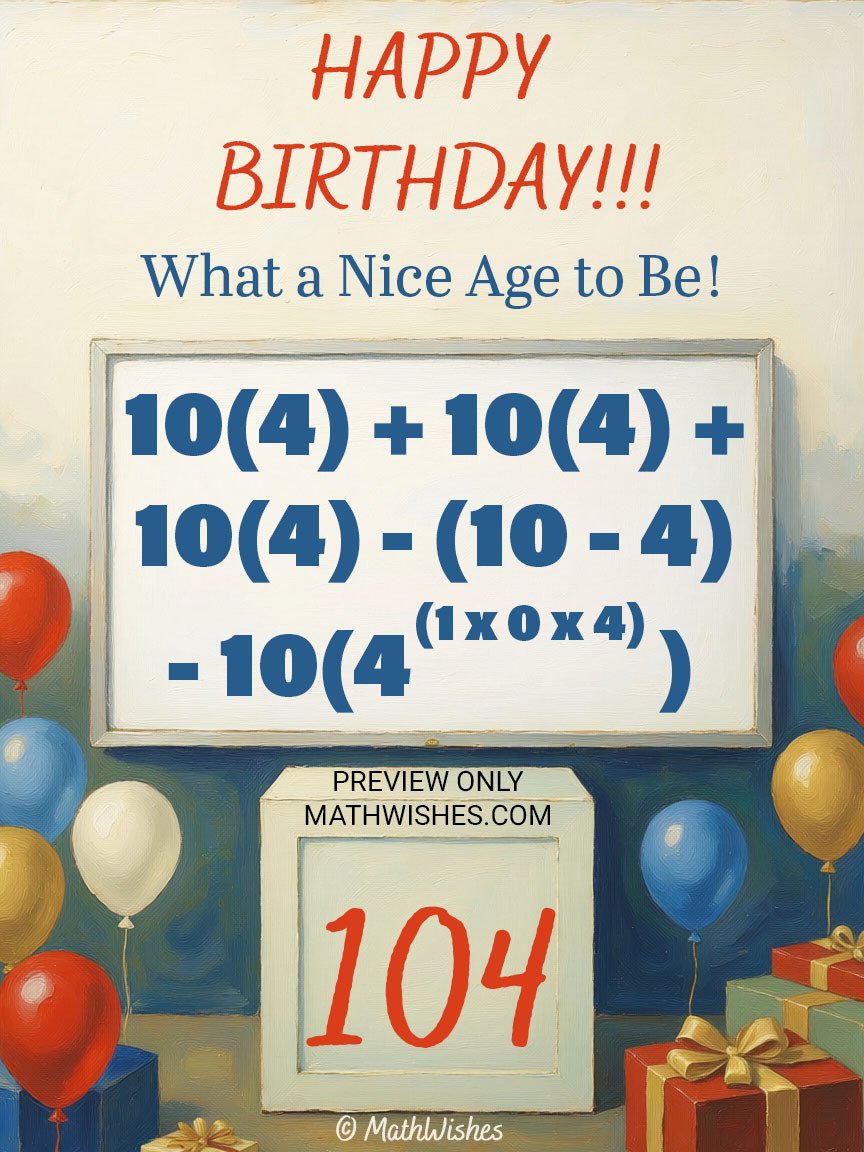 104th Birthday Card - Math Formula product image (1)