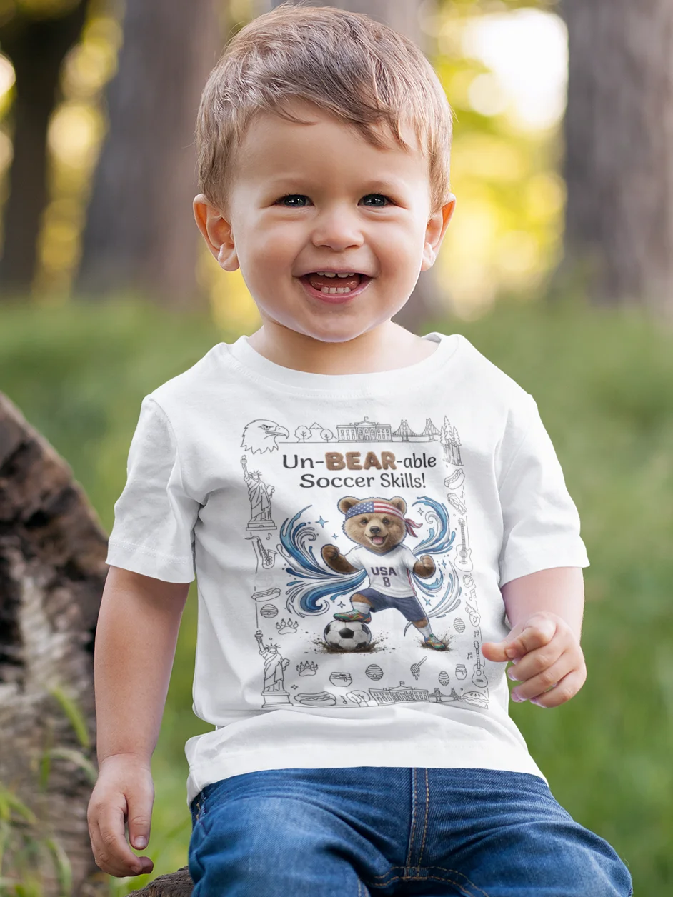 USA Soccer Bear Kids T-Shirt - Un-BEAR-able Soccer Skills product image (10)