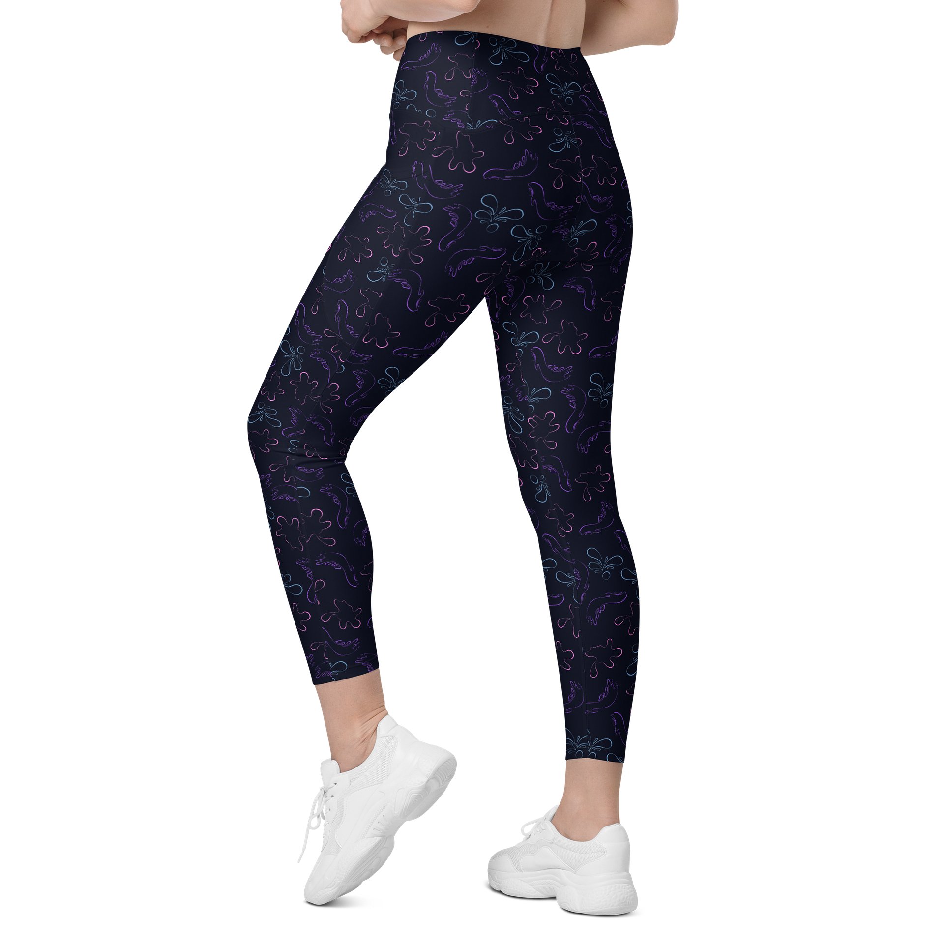 Vibrant Neon Contour Splash Leggings for Workouts product image (6)