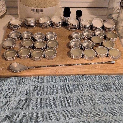 In the workshop today, restocking lip balms for my upcoming market on 10/24! #homemade #lipbalms #smallbusiness