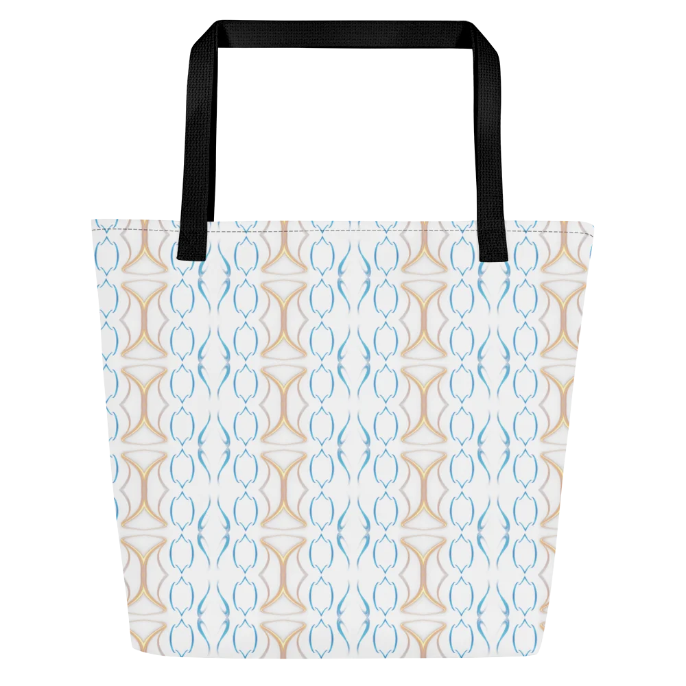 Azure Peach Harmony: Elegantes Ornament-Design Intricate Elegance Large Tote Bag product image (3)