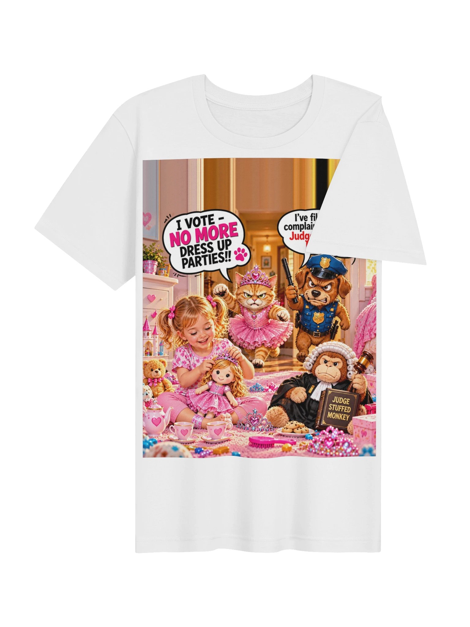 1 Earth Prints Princess Cat Cop Dog Bella+Canvas 3001 Tee product image (10)