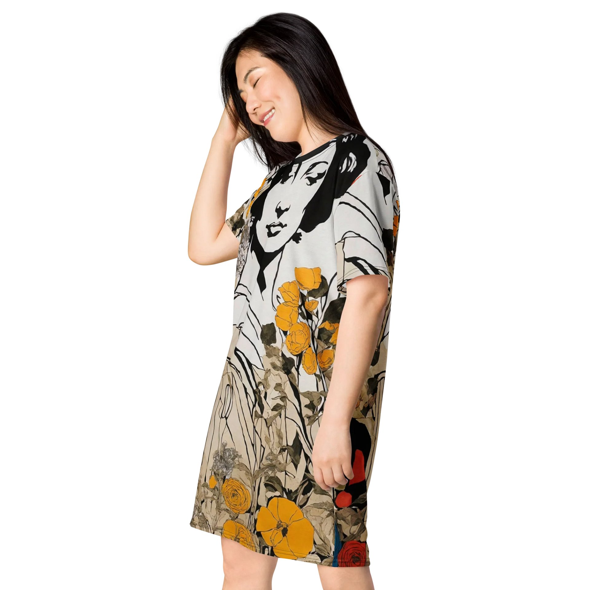 Serene Floral Harmony T-Shirt Dress product image (3)