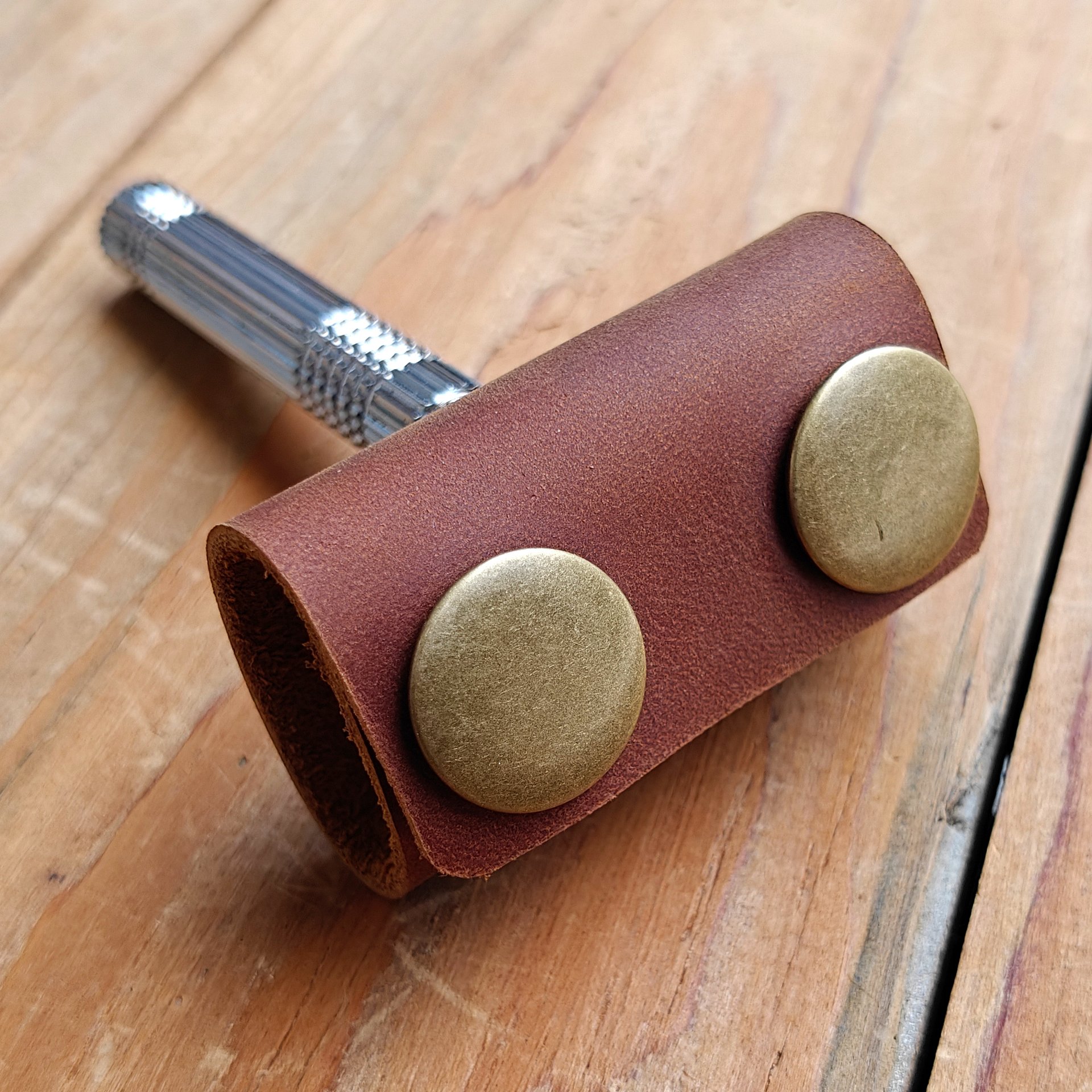 MEEBOY 2 PCS Handmade leather Double Satety Edge Razor Head Protective Sheath For men product image (3)