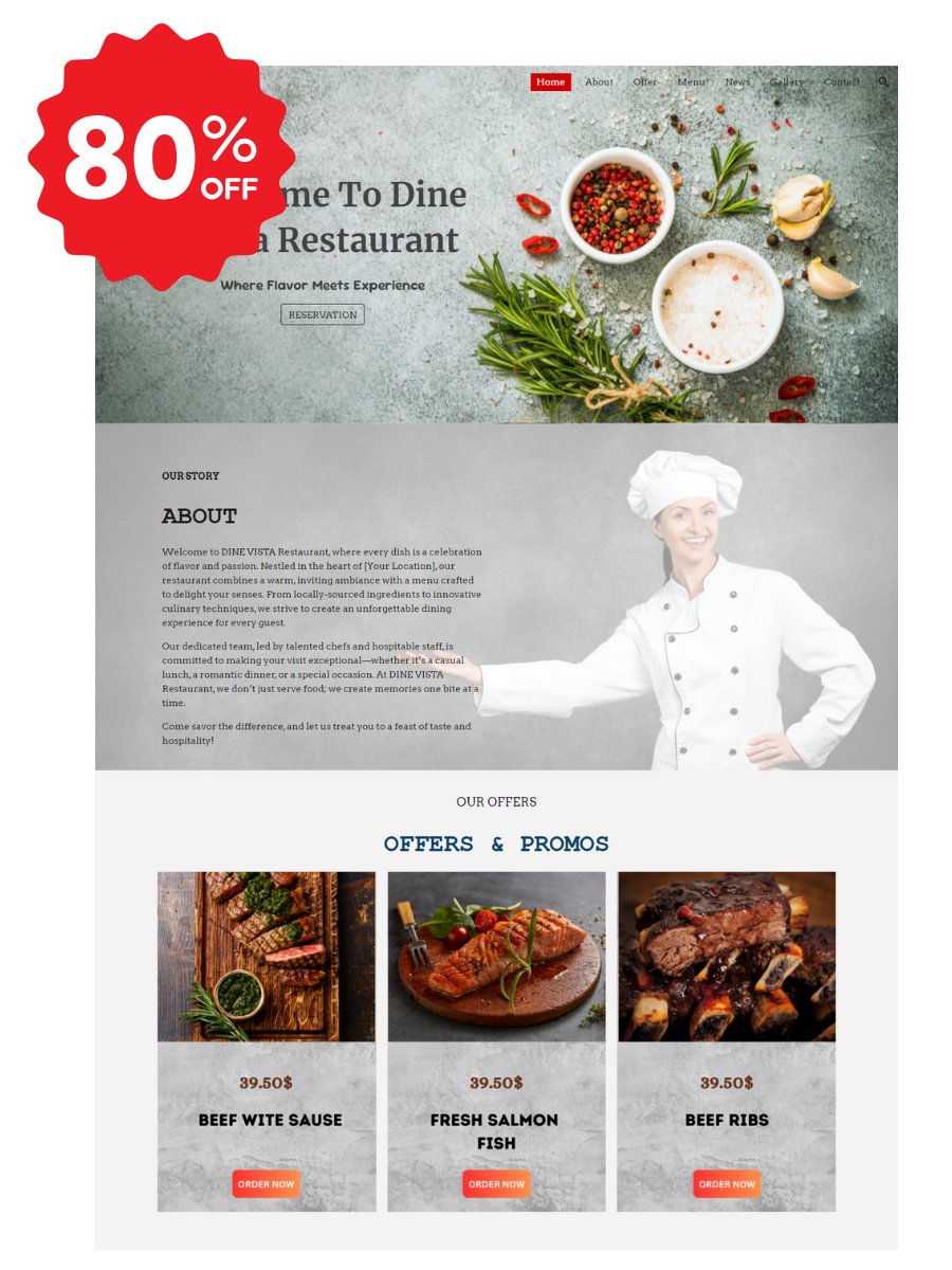 Dine Vista Google Site Template product image (1)