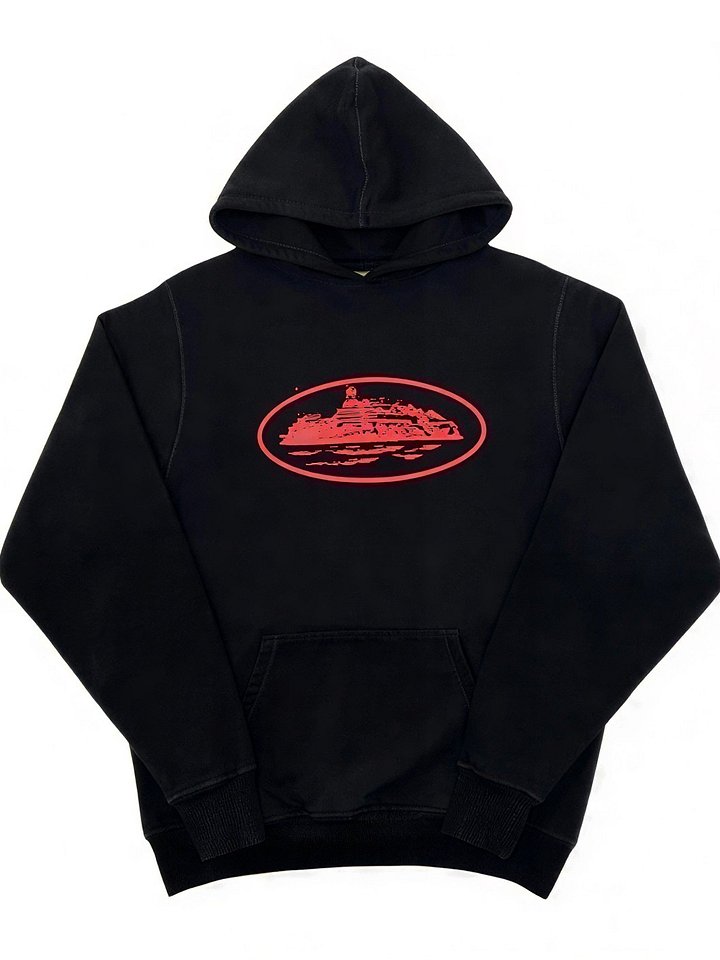 Corteiz Alcatraz V2 Hoodie Black/Red product image (1)
