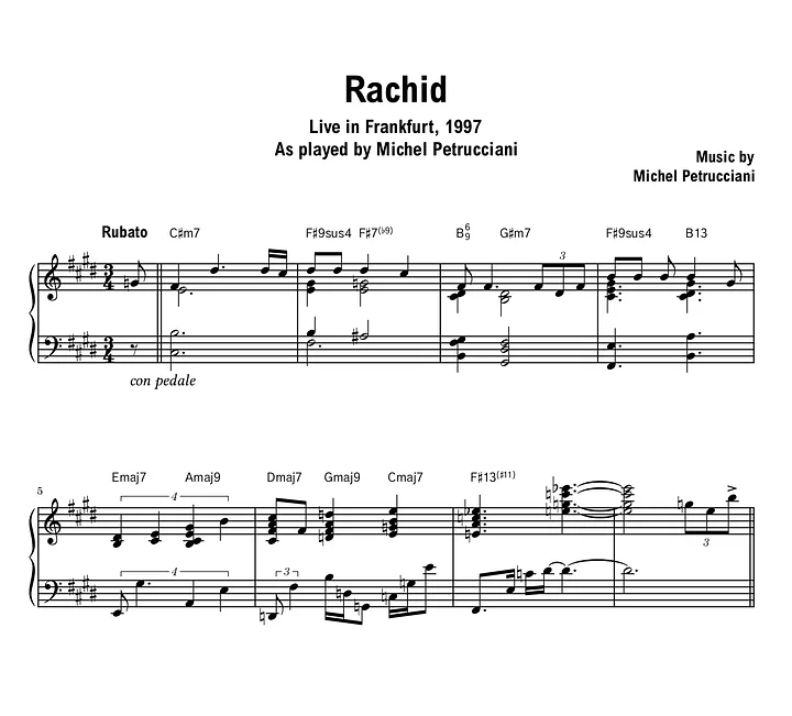 Michel Petrucciani - Rachid (Frankfurt) - Sheet music (PDF) product image (1)