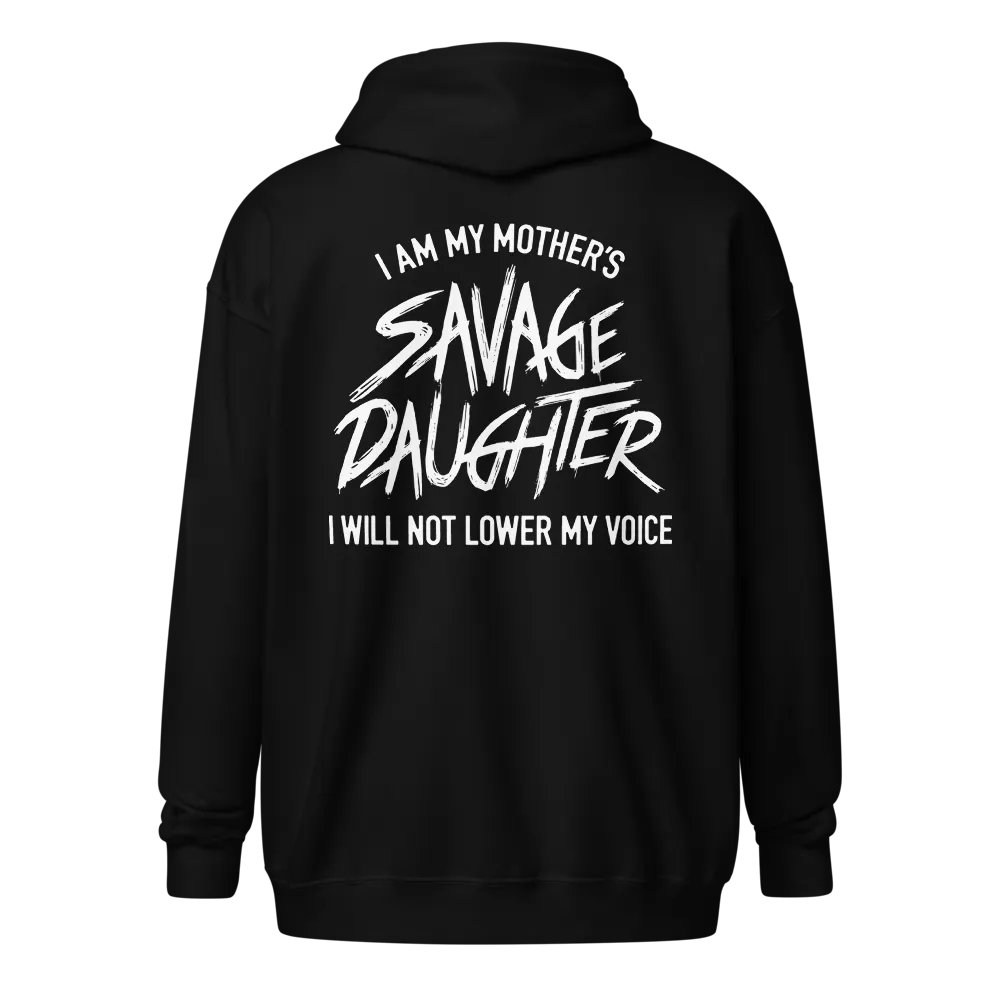 Savage Daughter Heavy Zip Hoodie (white print) product image (1)