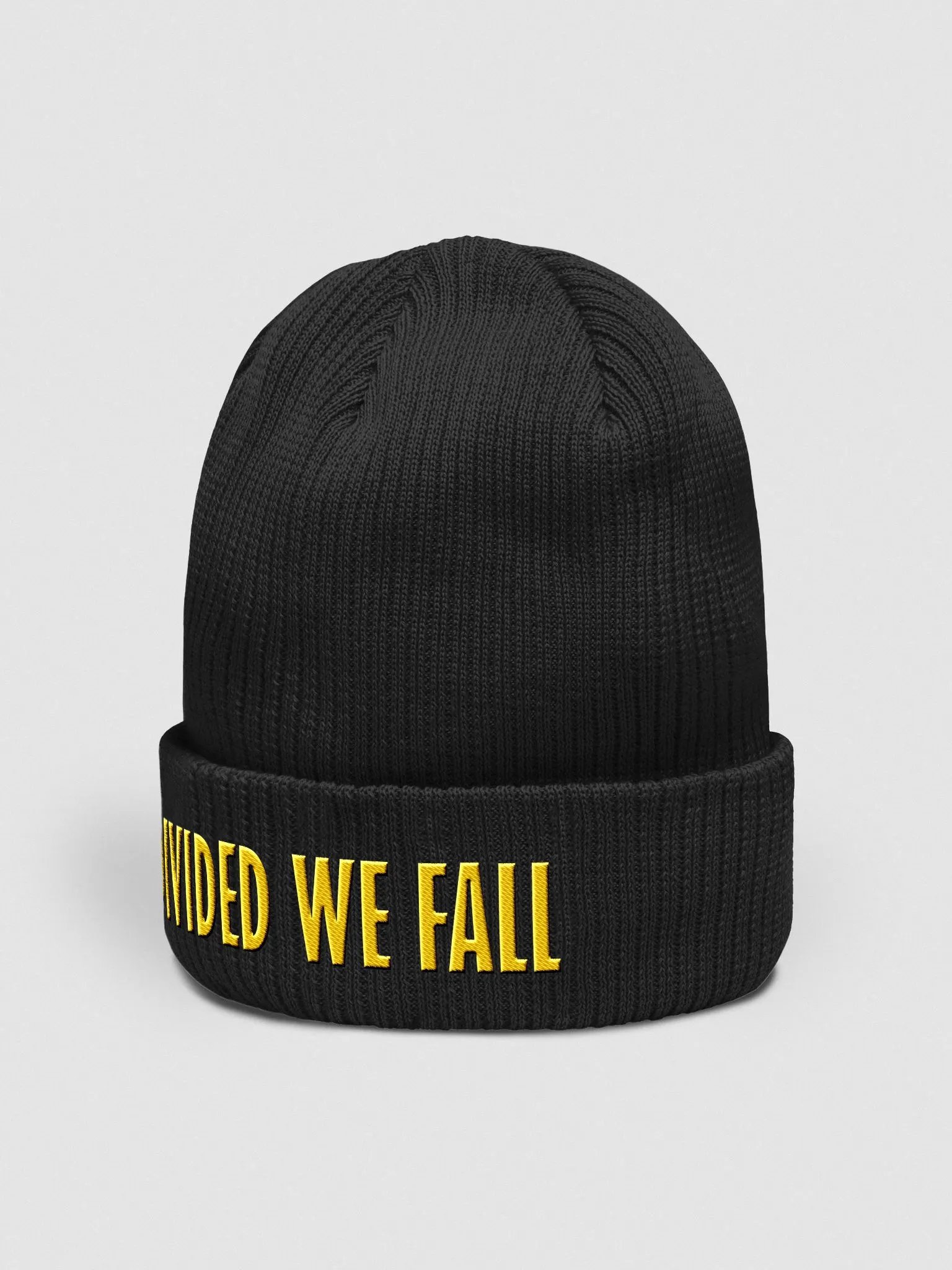Copy of Divided We Fall - Yellow - Beechfield Organic Ribbed Beanie product image (2)