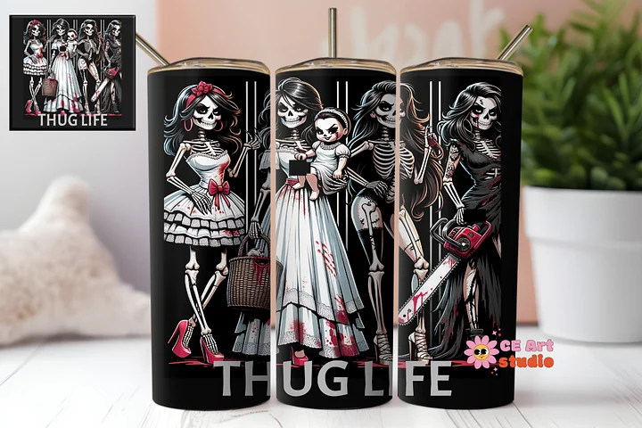 Sassy Skeleton Thug Life Tumbler Wrap PNG product image (1)