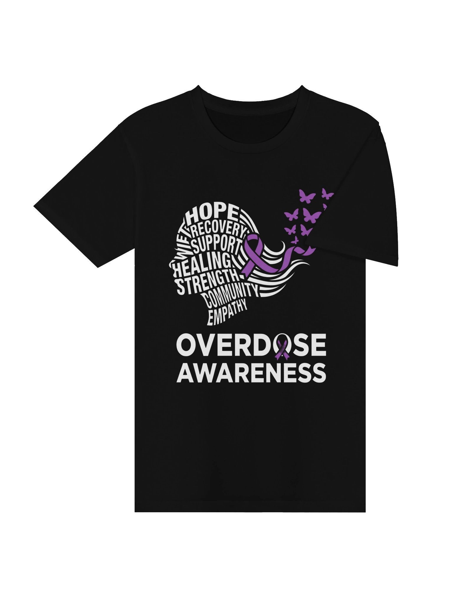 Womens Overdose Awareness Butterfly Hair Ribbon Purple T-Shirt product image (34)