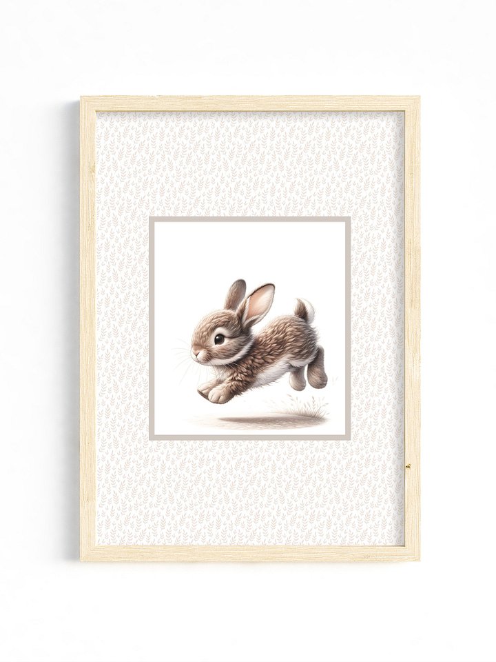 Cute Bunny with Zoomies, Boho Nursery Print product image (1)