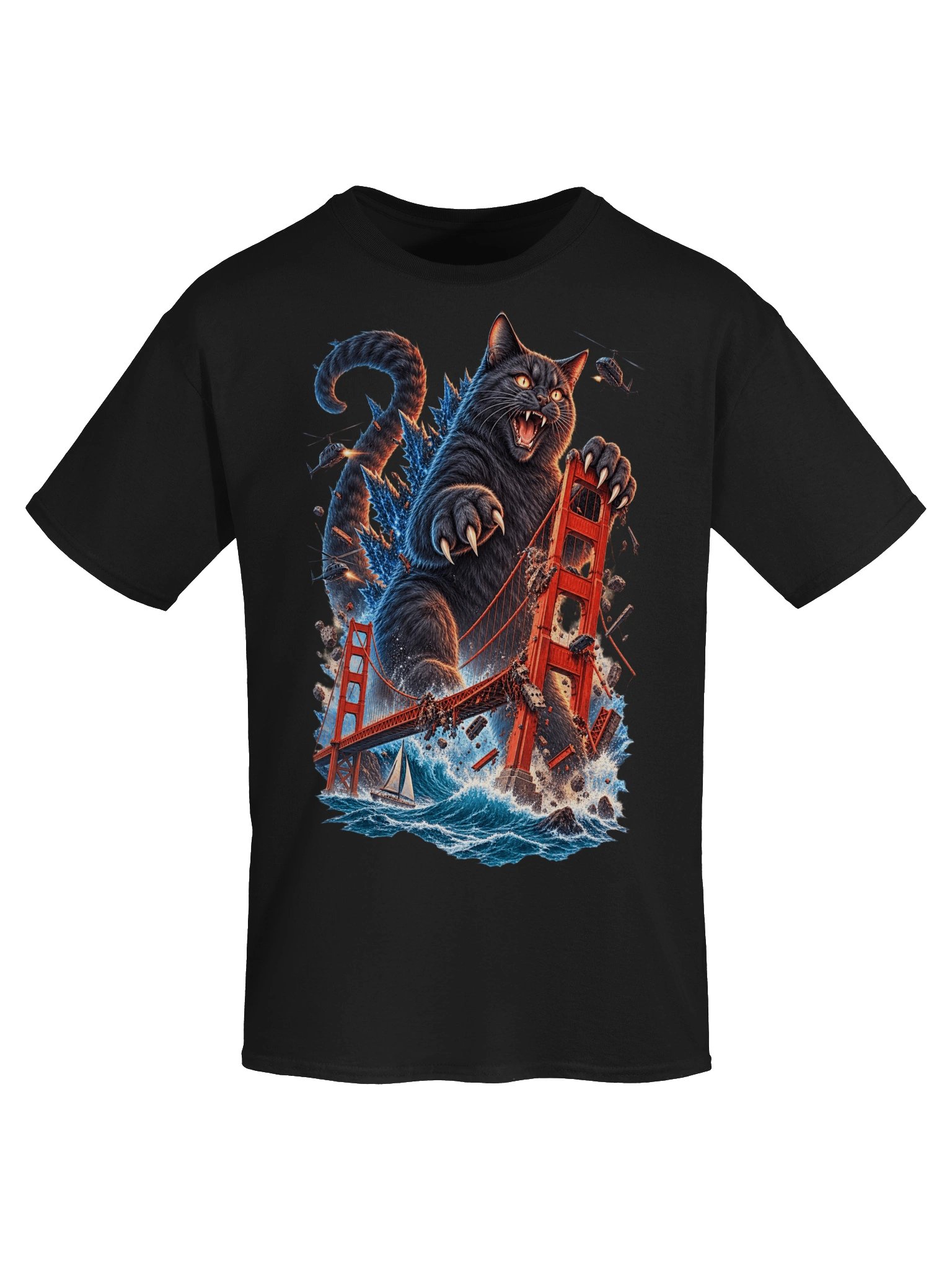 Giant Black Cat San Francisco Monster T-Shirt – Vintage Kaiju Graphic Tee product image (5)