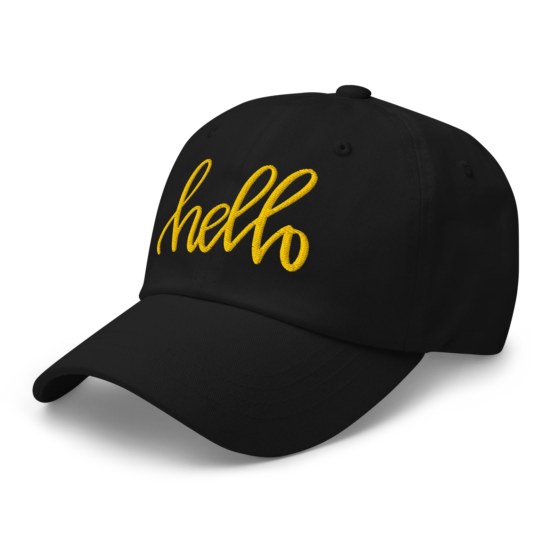 AK’s Hello! — Soft Golden Yellow on Black - Hat product image (5)