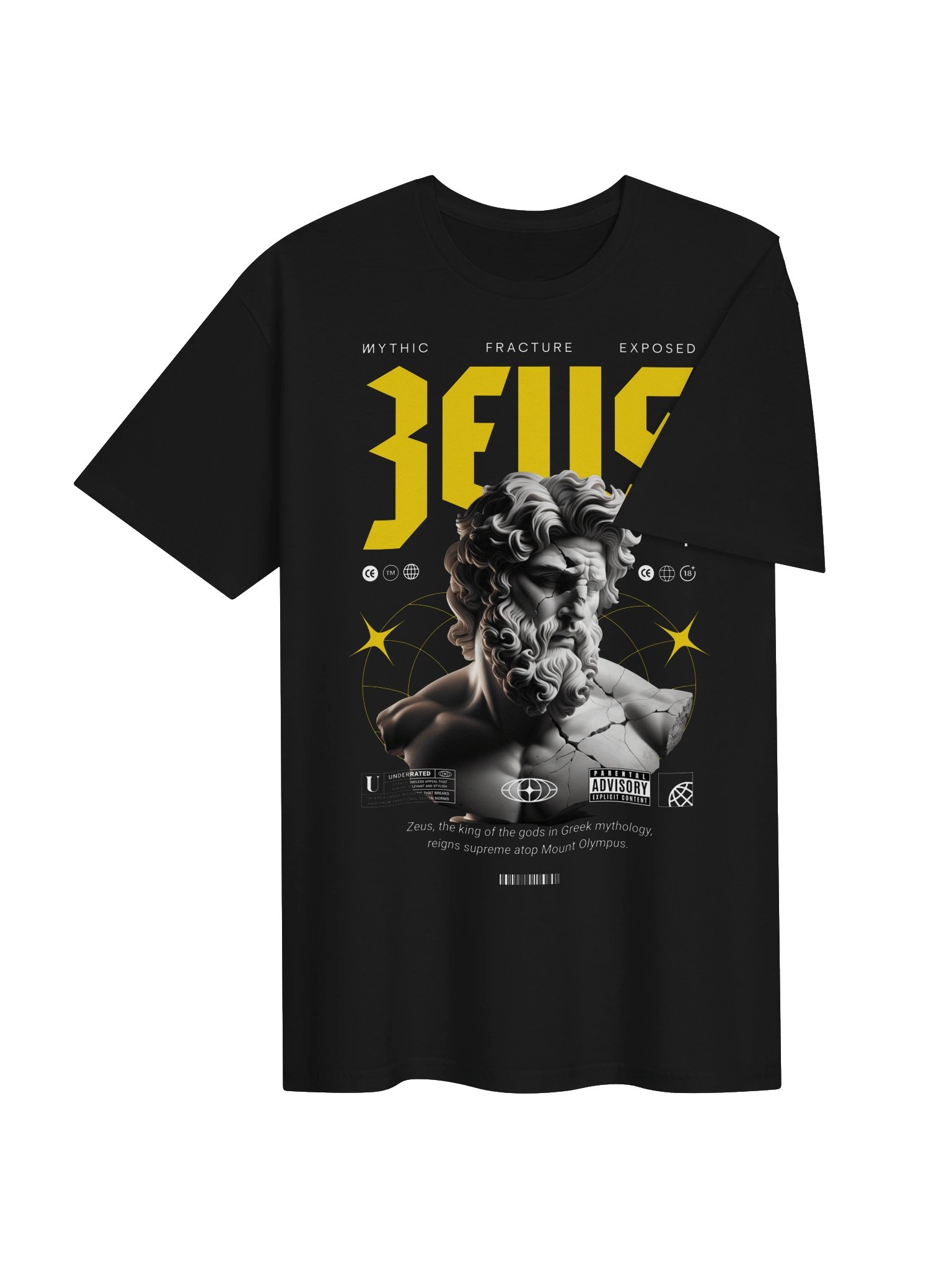 Zeus Mythic Fracture Statue Graphic Unisex Softstyle T-Shirt product image (3)
