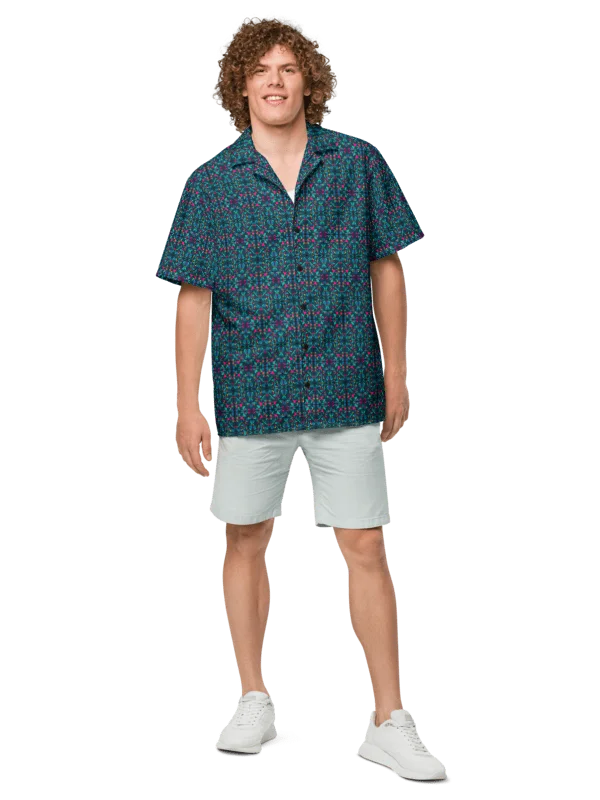 Blue Stained Glass – Vibrant Pattern Hawaiian Shirt product image (2)