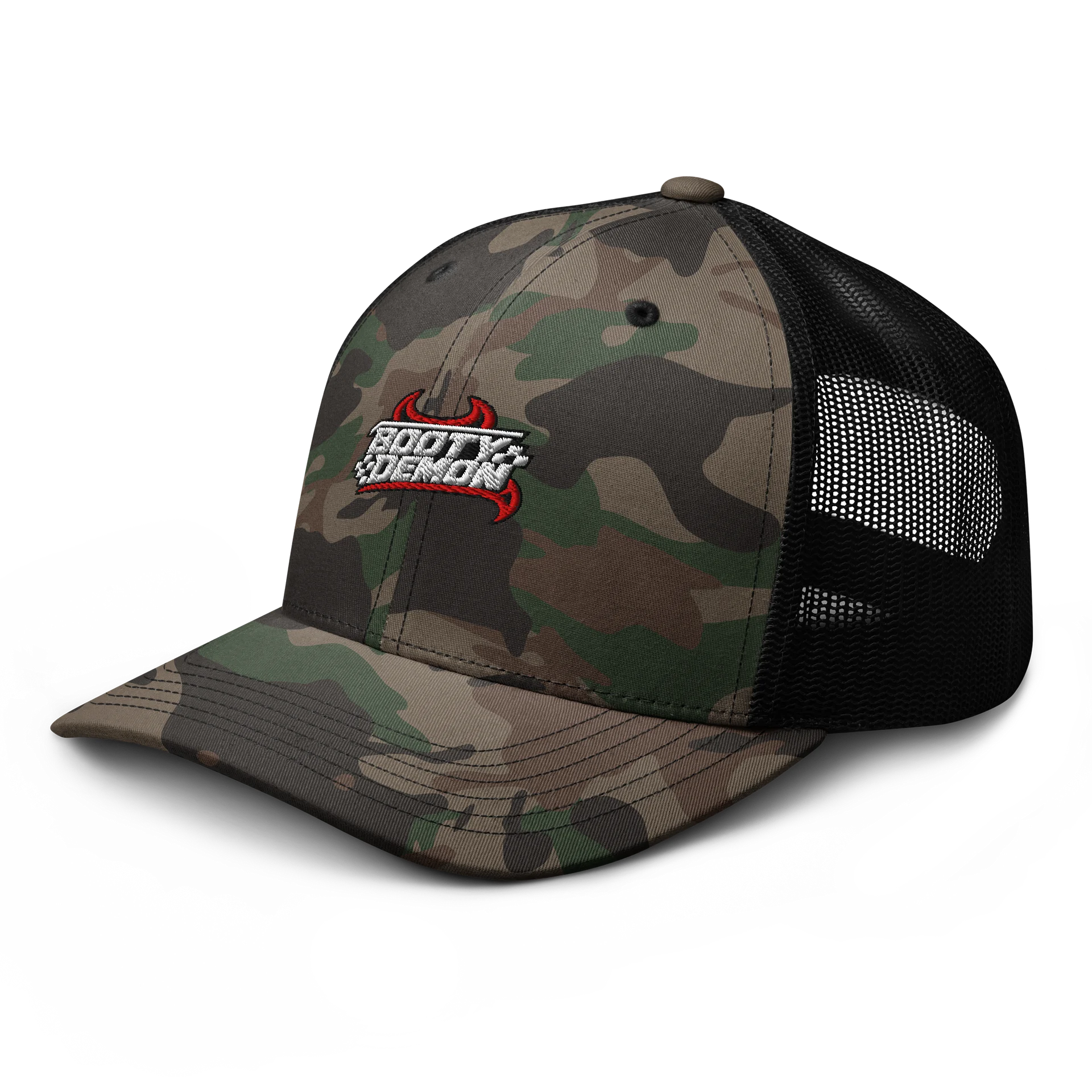 Booty Demon Racing Club Men's Camo Embroidered Trucker Hat product image (6)