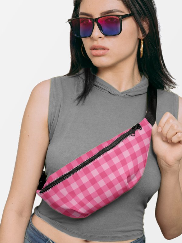 Bright Pink Checkered Plaid Fanny Pack product image (1)