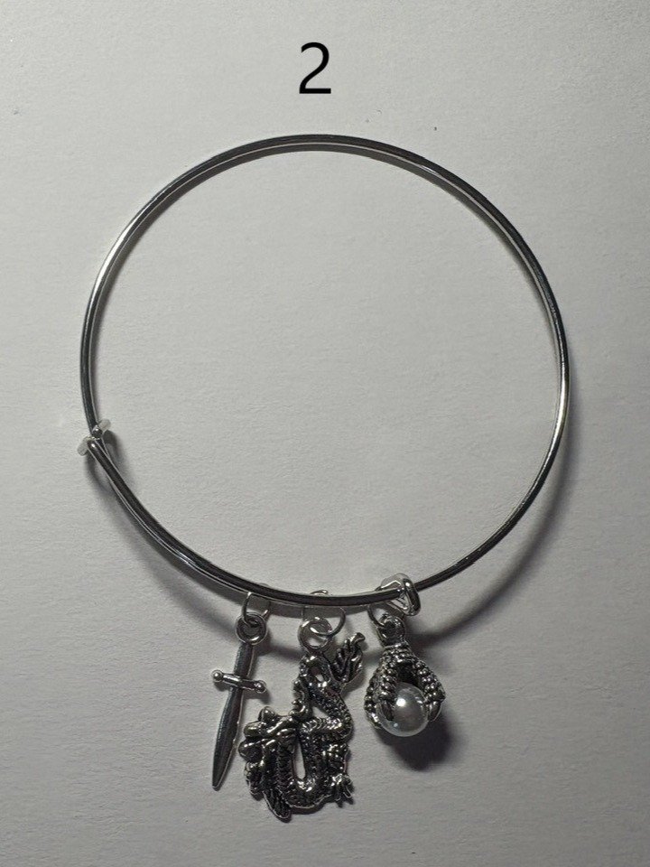 Silver Tone Bangle Charm Bracelets – Choose Your Numbered Style product image (2)