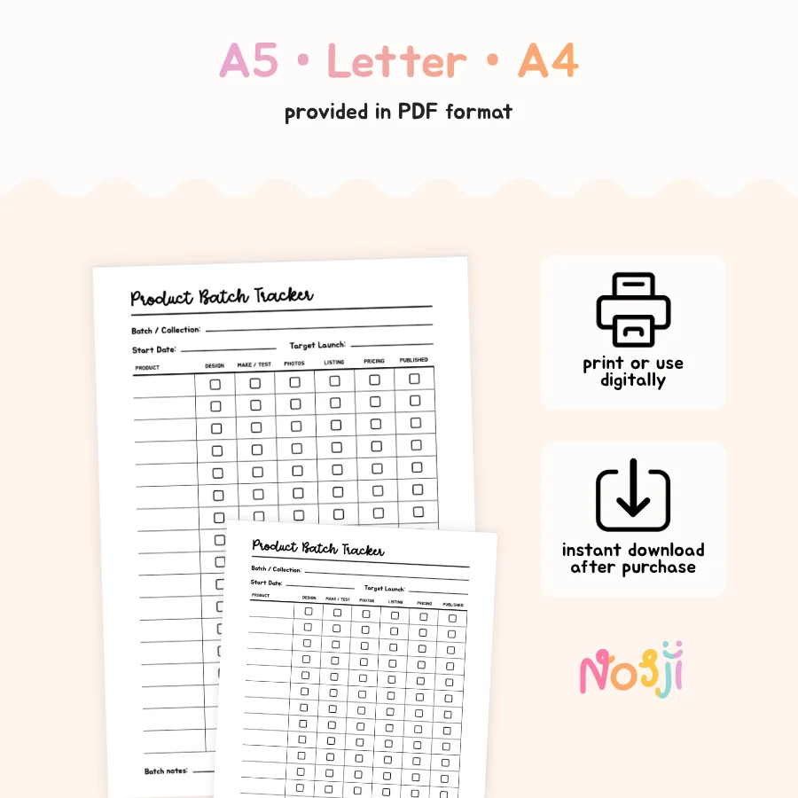 Product Batch Tracker Printable Product Launch Planner product image (2)
