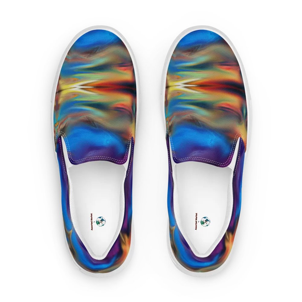 Colorful Pattern Womens Canvas Slip-On Shoes | Rainbow Pattern Shoes product image (2)