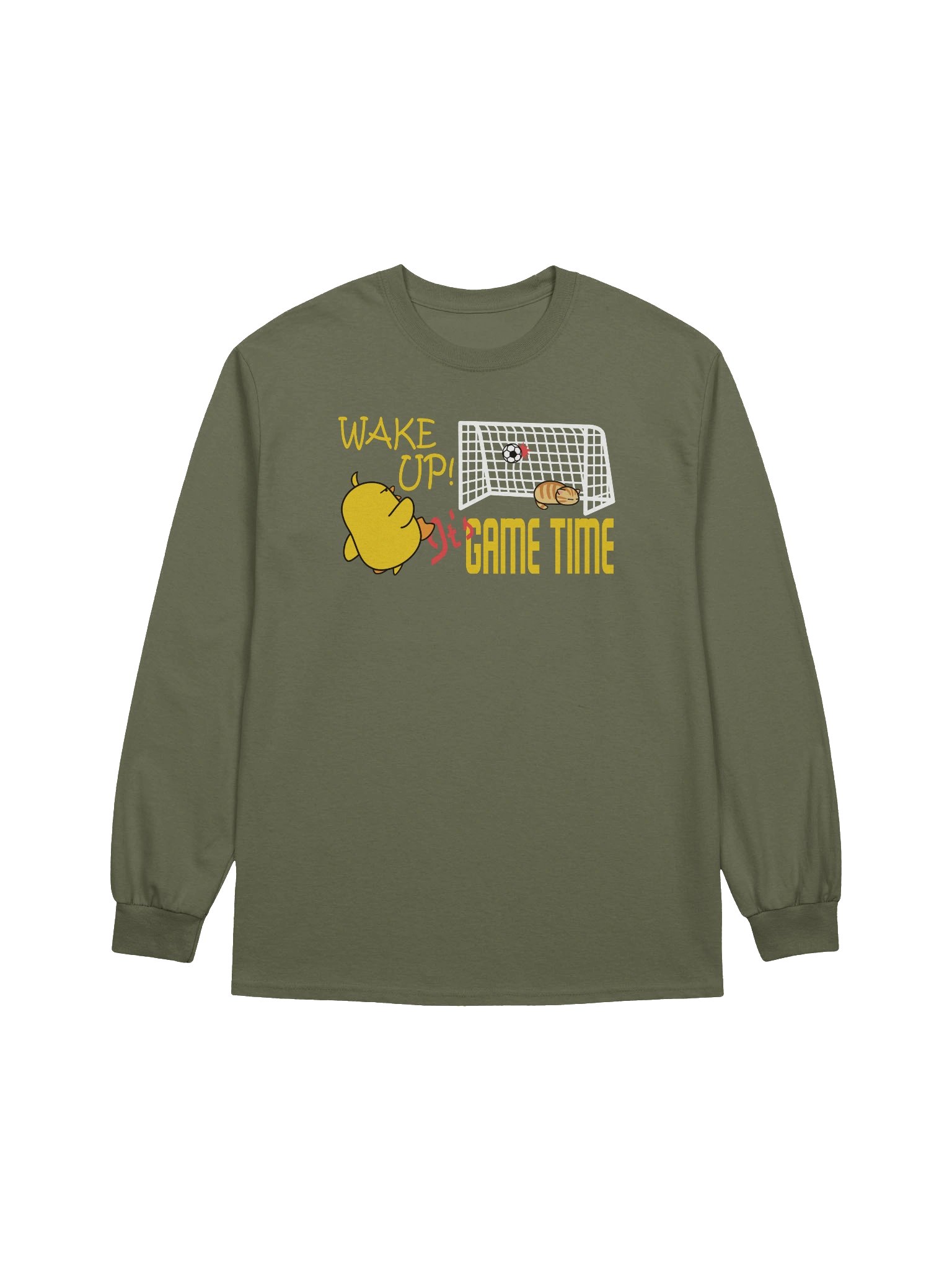 Soccer Cat (WAKE UP, It's GAME TIME) - Unisex Adult Long Sleeve T-shirt product image (1)