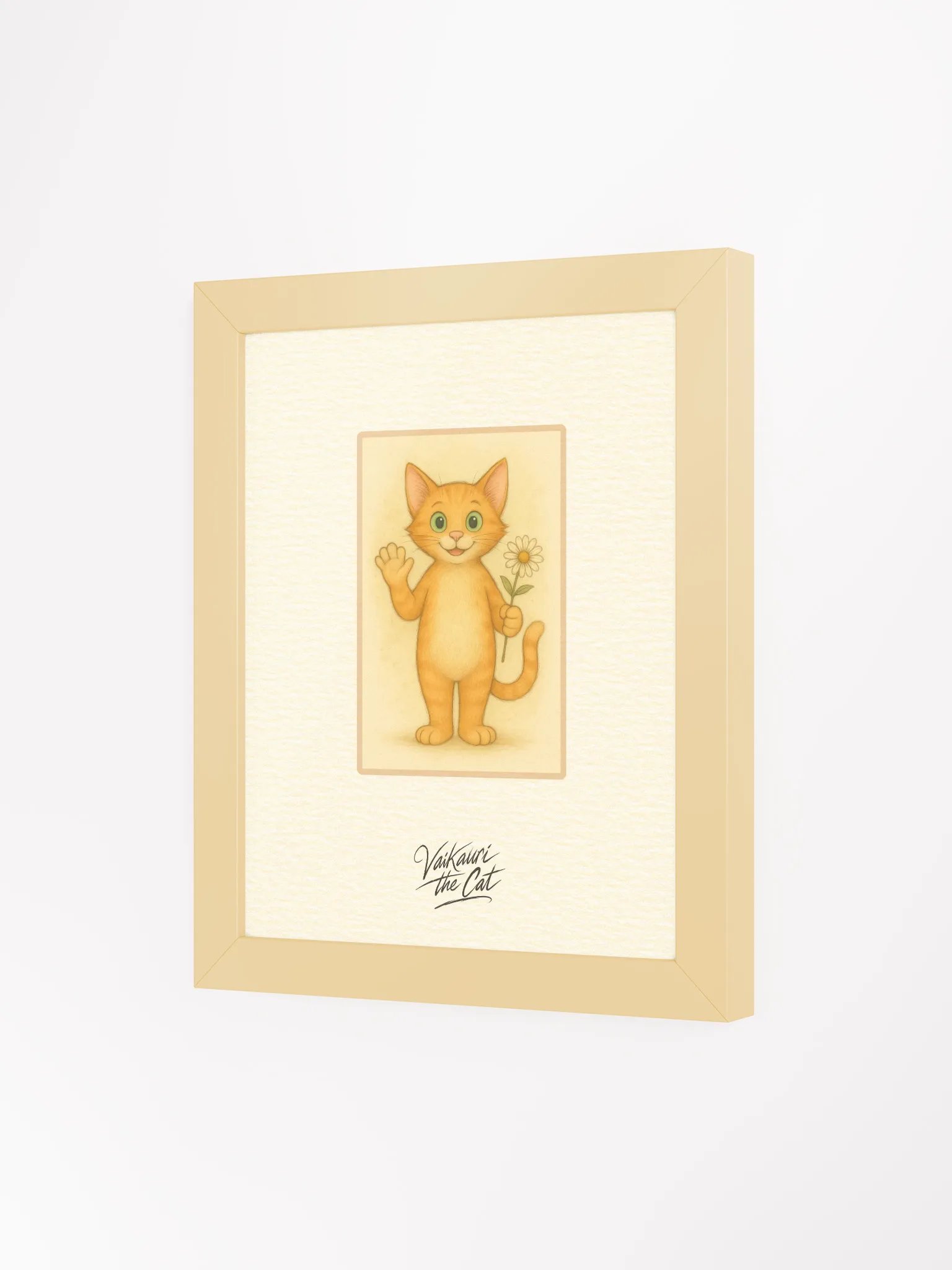 Vaikauri the Cat Vibrant Matte Artprint in Ayous Wood Frame product image (5)