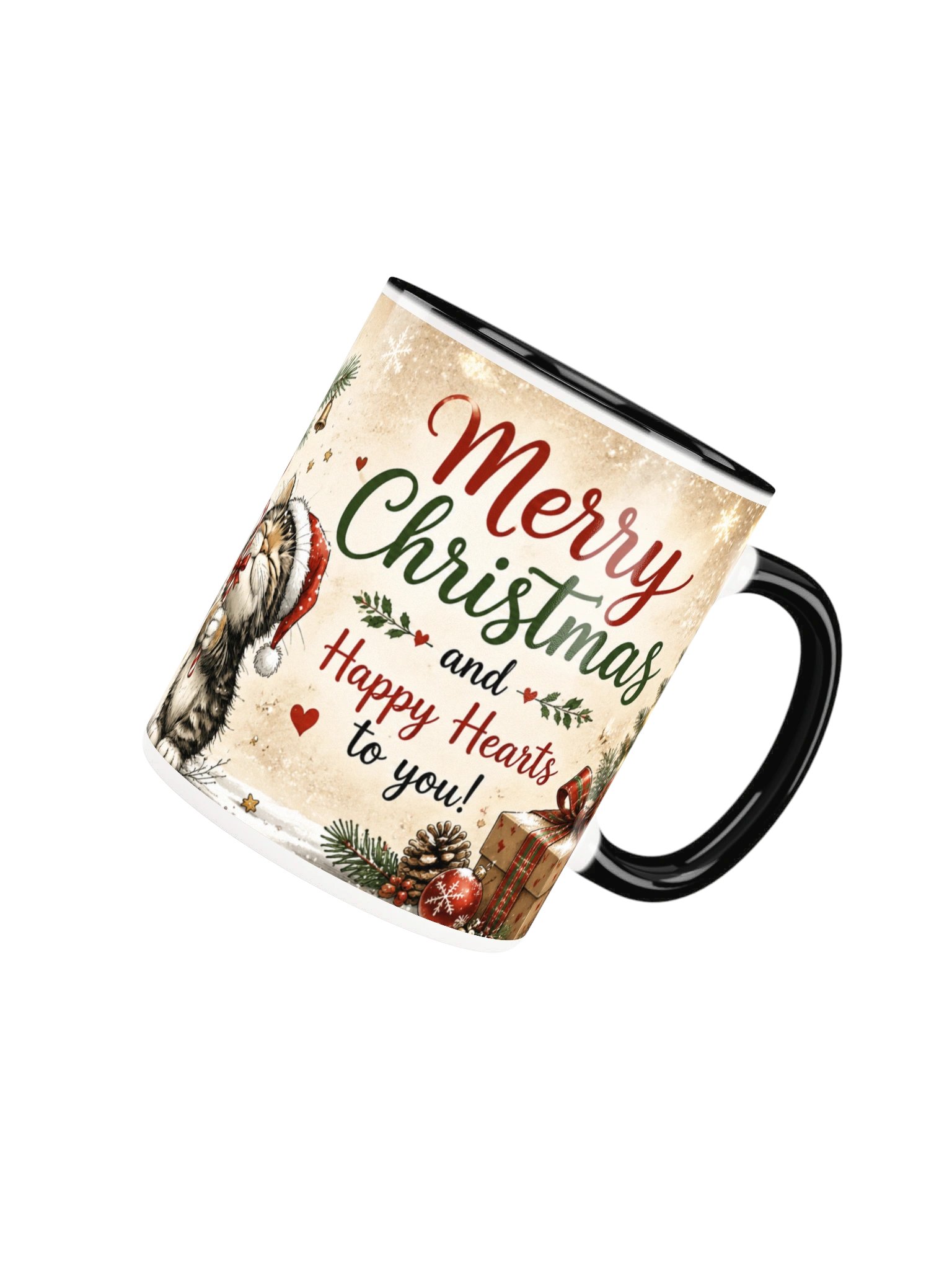 Merry Christmas Happy Hearts Cat Mug product image (28)
