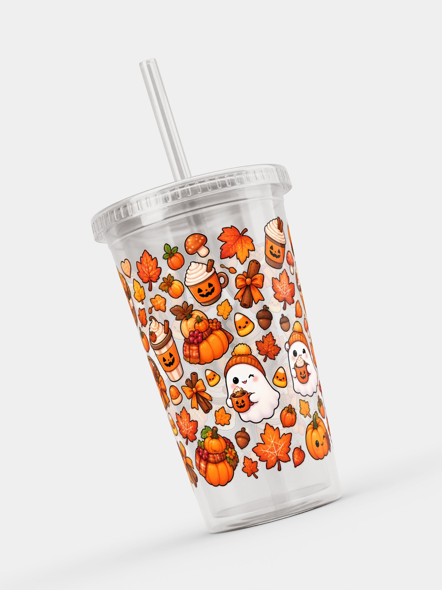 Cozy Autumn Halloween Clear Dual Wall Tumbler 16 Oz (473 ml) product image (8)