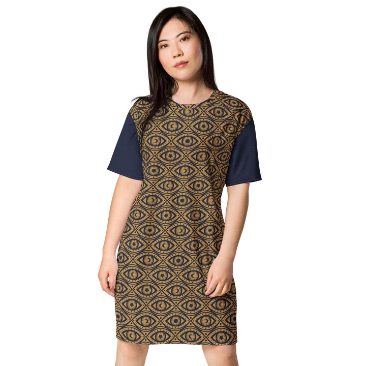 Boho Celestial Eyes Stars & Moons T-Shirt Dress product image (2)