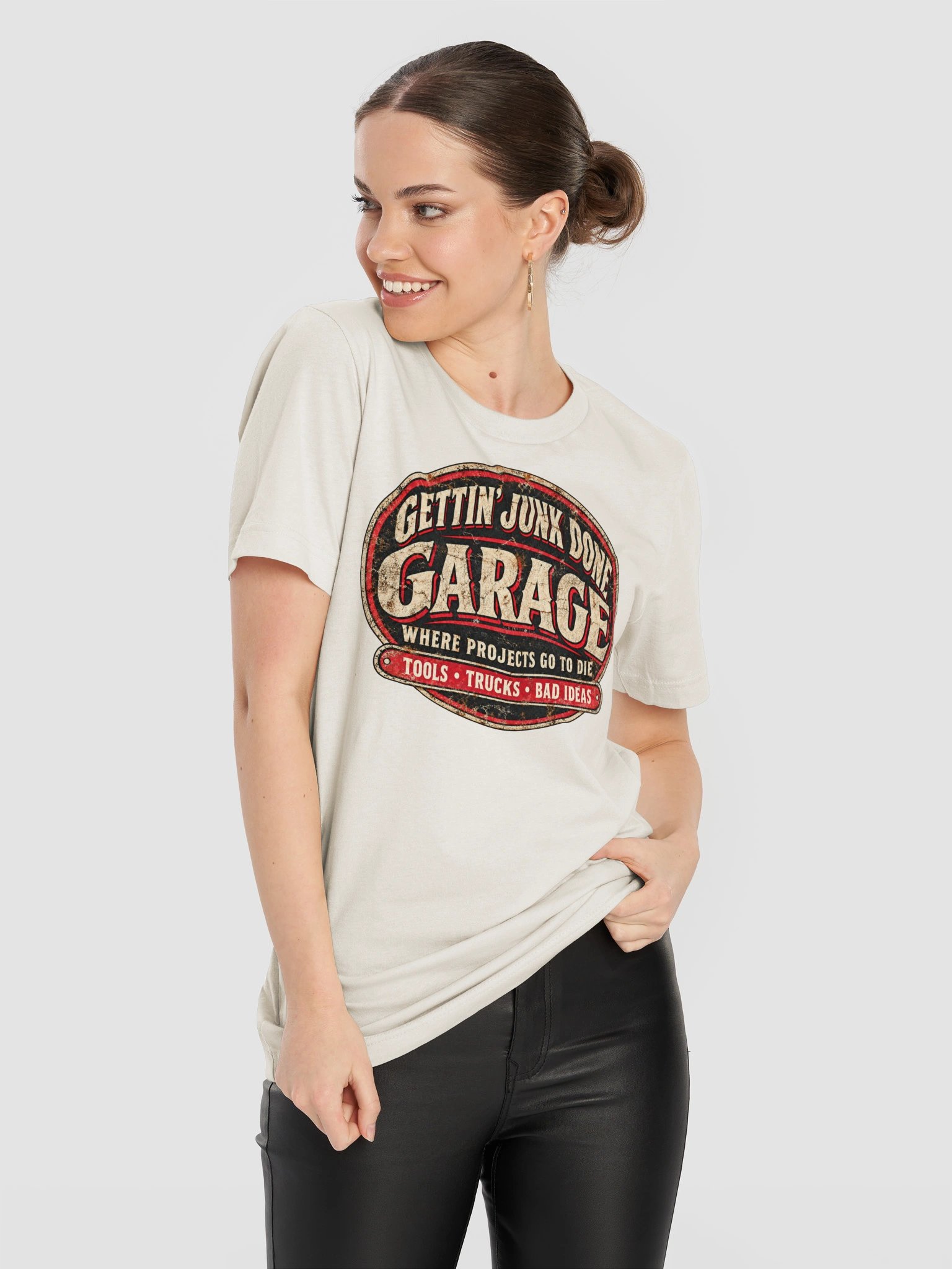 Gettin’ Junk Done Garage — Where Projects Go To Die Tee - White product image (11)