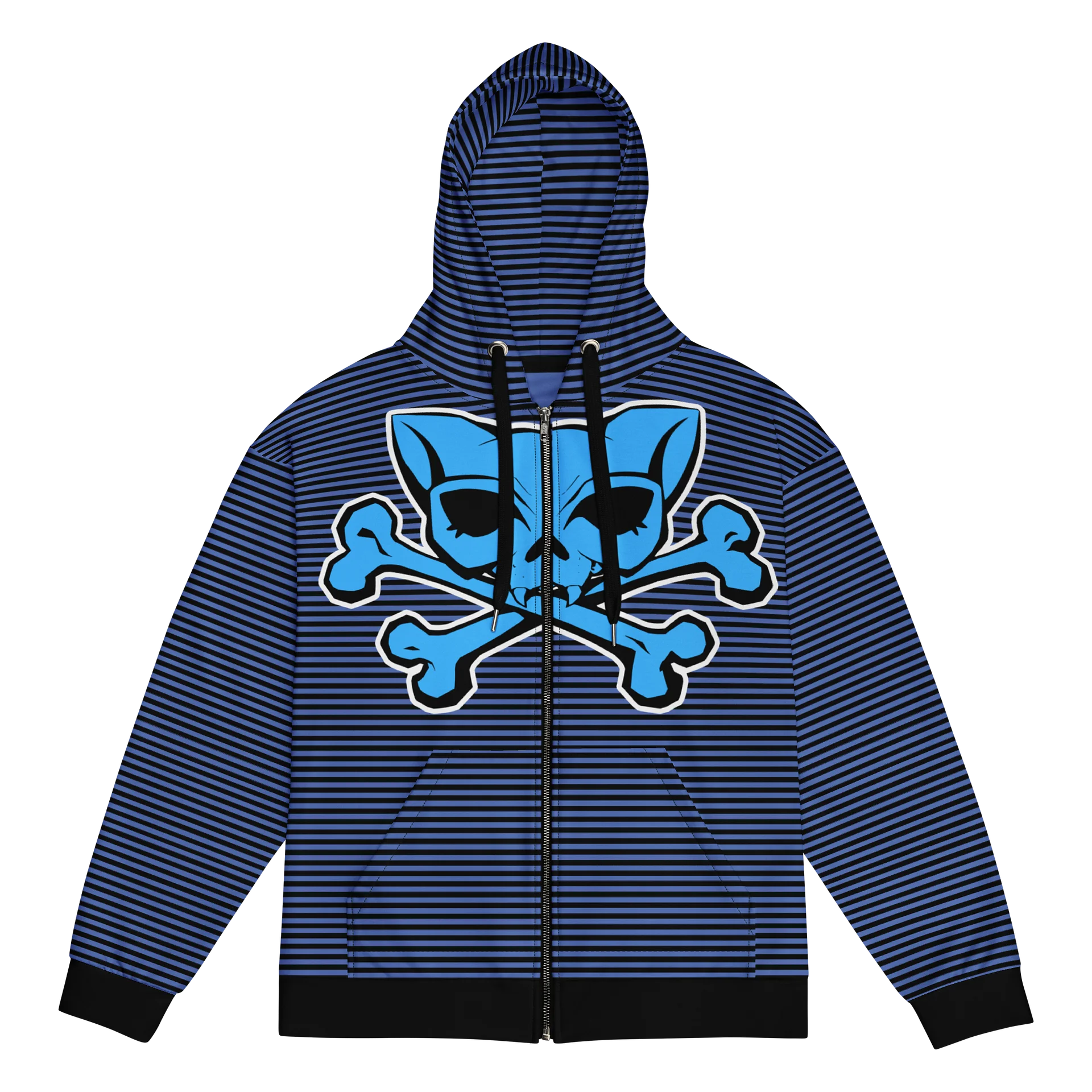 Slate Blue Kat Skull Stripped Hoodie product image (1)