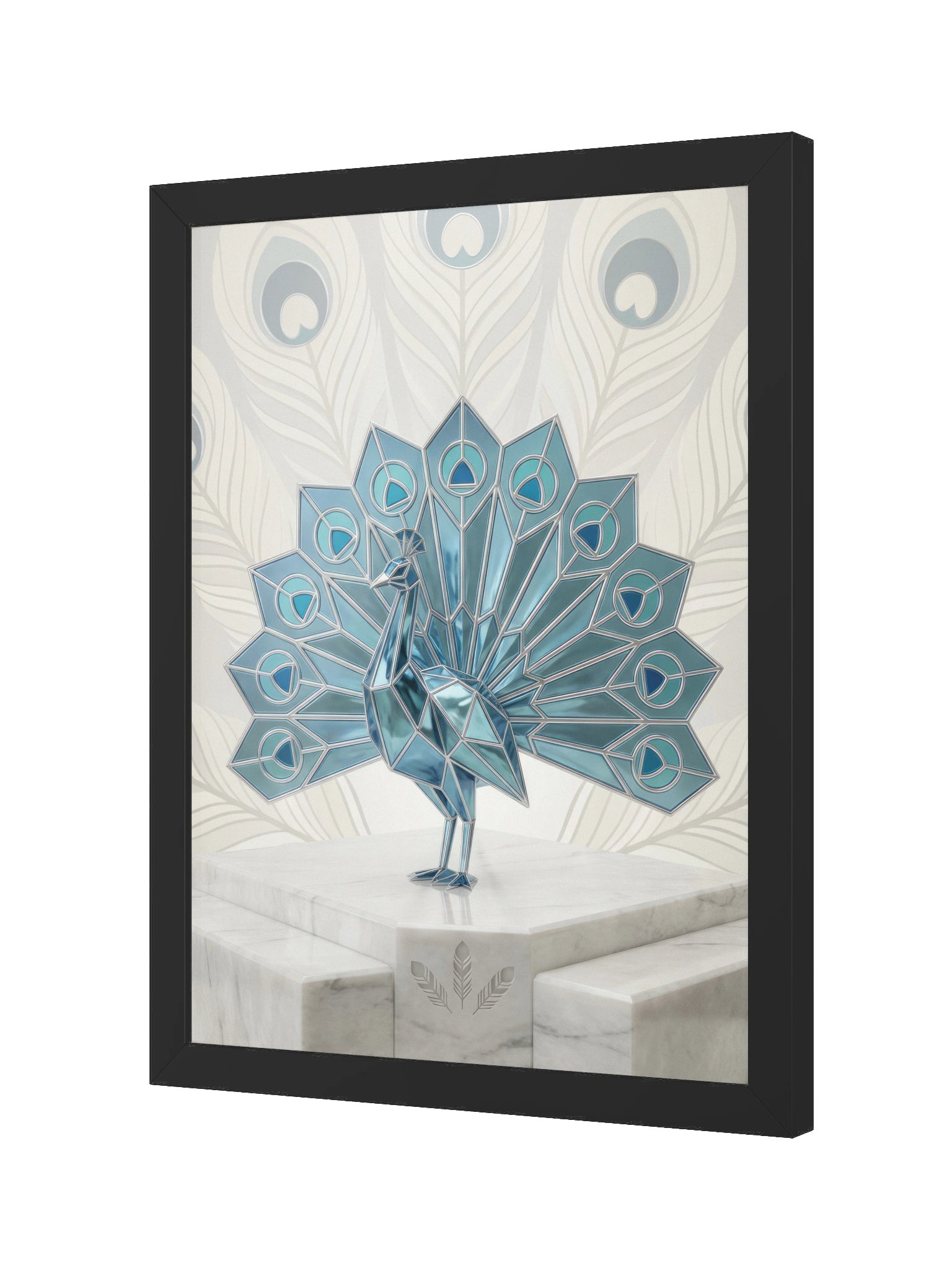Elegant Geometric Peacock Framed Poster - Neo-Deco Luxury Wall Art product image (2)