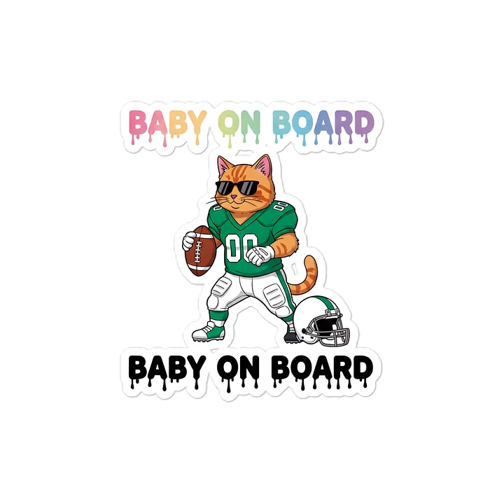 Funny Cat Football Baby on Board Sticker - 5x5 Weatherproof Vinyl Car Decal - Cute Sporty Cat Tailgate Decor - Premium Outdoor Grade Safety Sign for SUVs & Jeeps product image (1)
