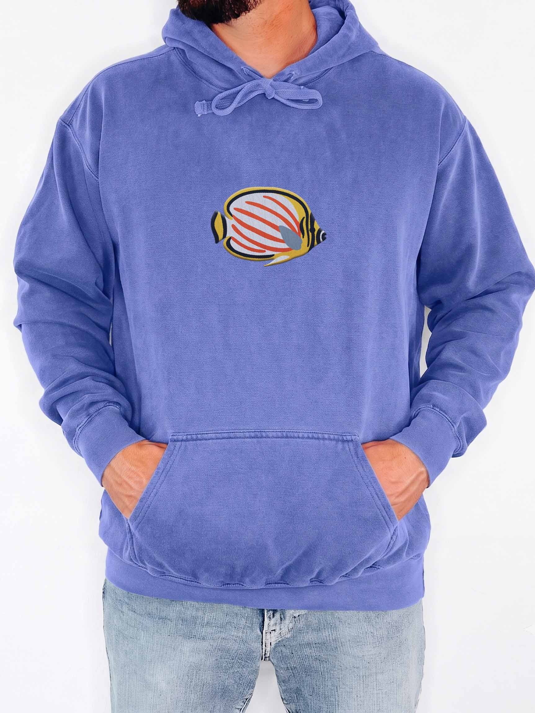 Ornate Butterflyfish Embroidered Hoodie | Saltwater Reef Aquarium Fish & Ocean Lover Apparel product image (2)