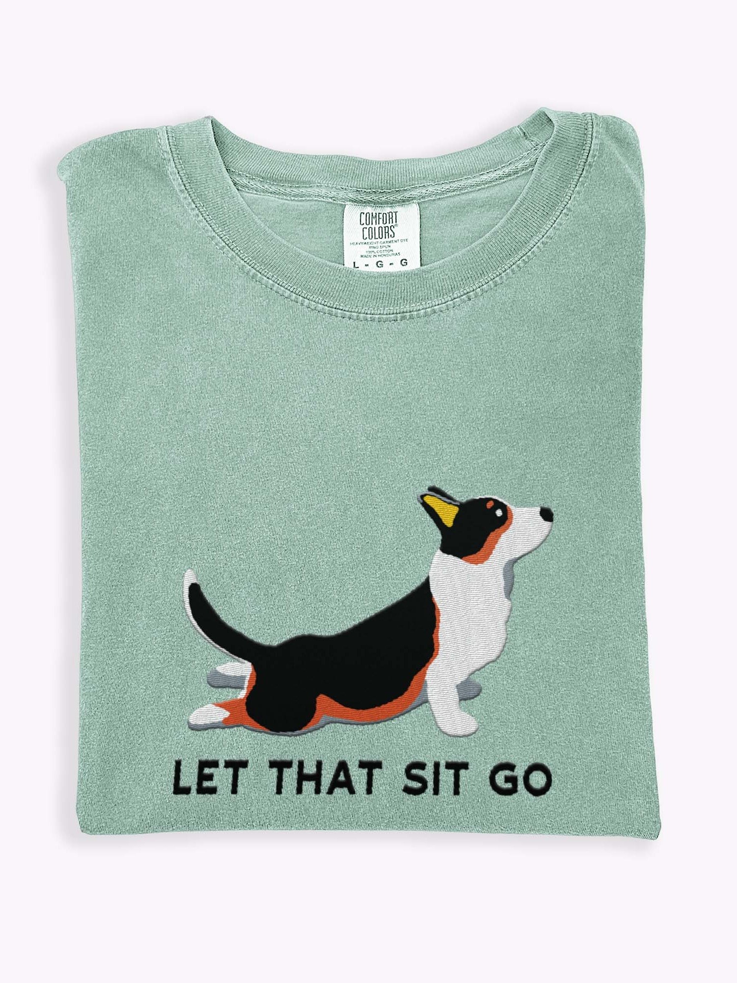 Let that Sit Go T-Shirt(Embroidered) of a Cardigan Welsh Corgi(Tricolor) product image (1)