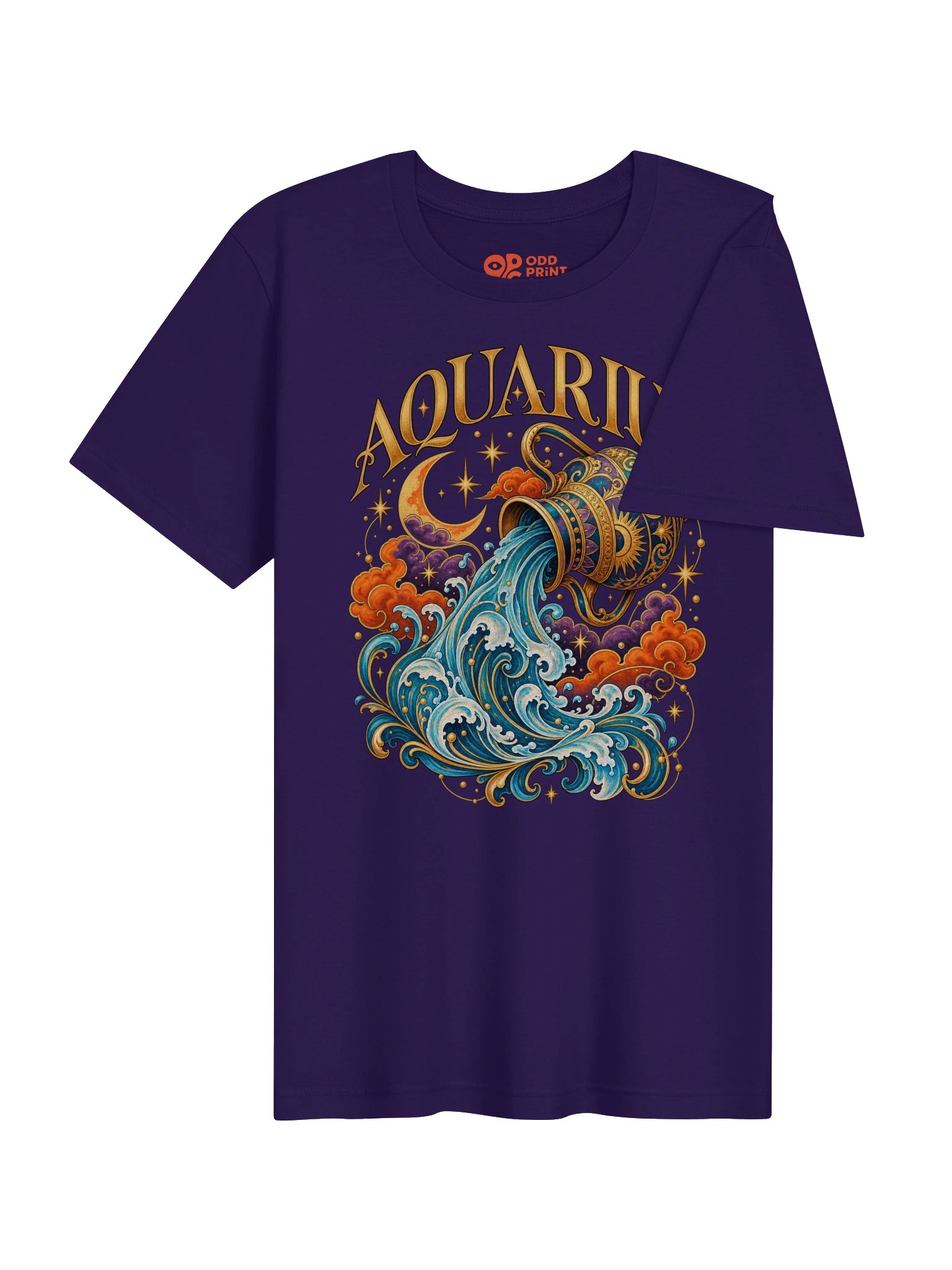 Aquarius Zodiac T-Shirt With Celestial Water Bearer Art product image (6)