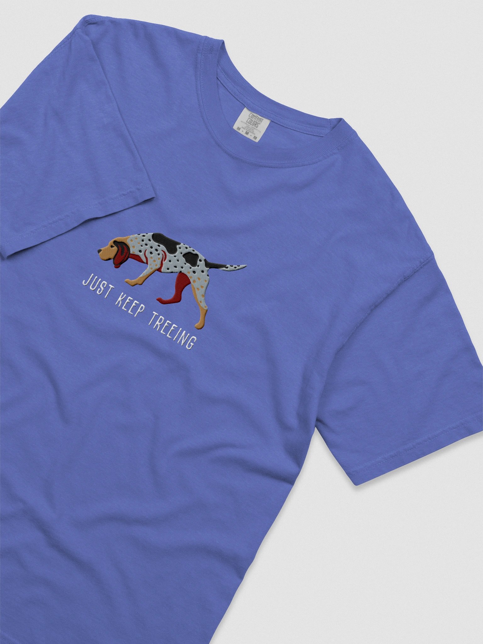 Just Keep Treeing T-Shirt(Embroidered) of an American English Coonhound product image (8)