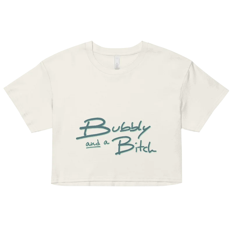 Bubbly and a B*tch (forest shadow design) printed cotton crop top product image (13)
