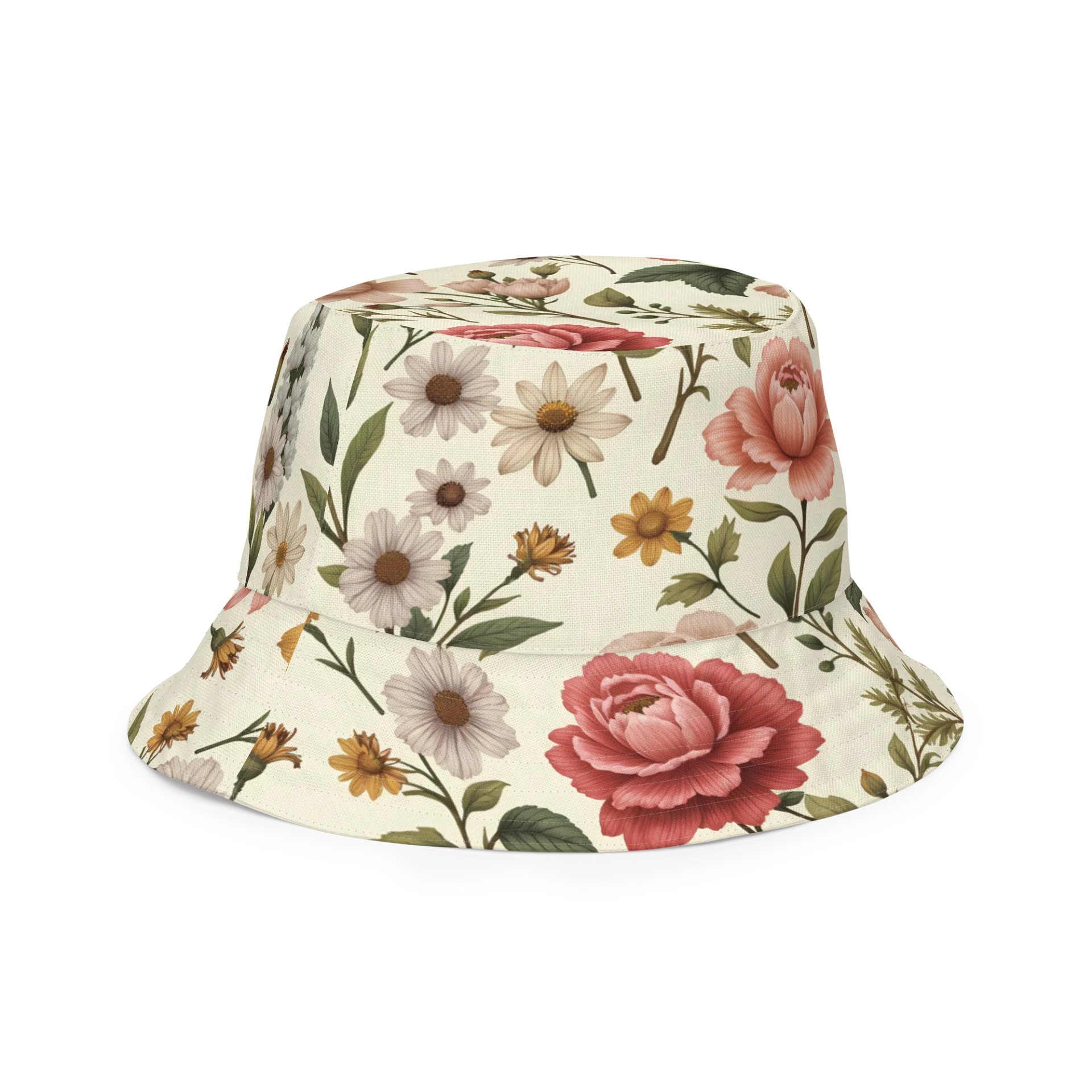 Vintage Romance Reversible Floral Bucket Hat – Rose & Peach Interior product image (3)