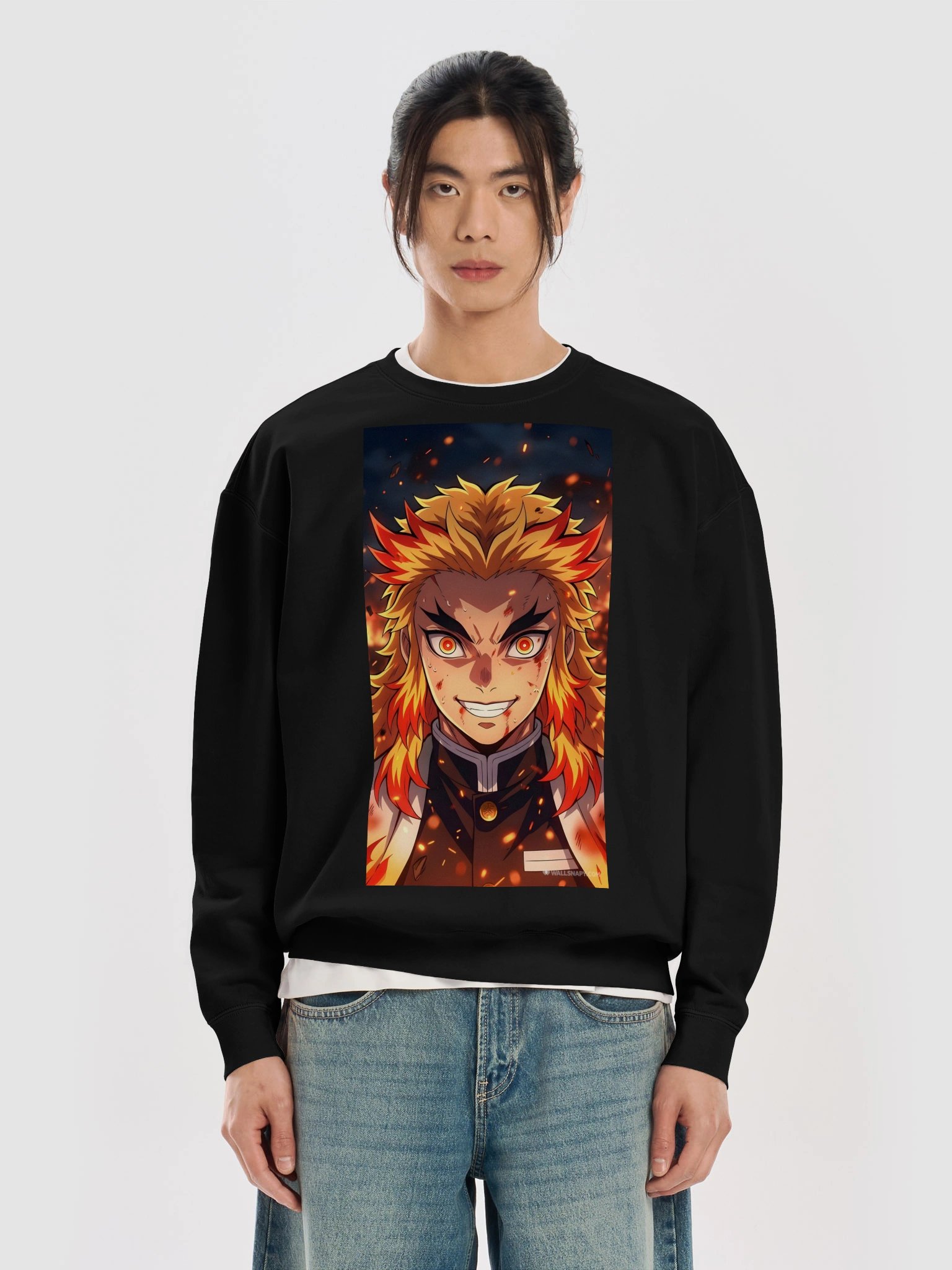 Fiery Anime Warrior Crewneck Sweatshirt product image (5)