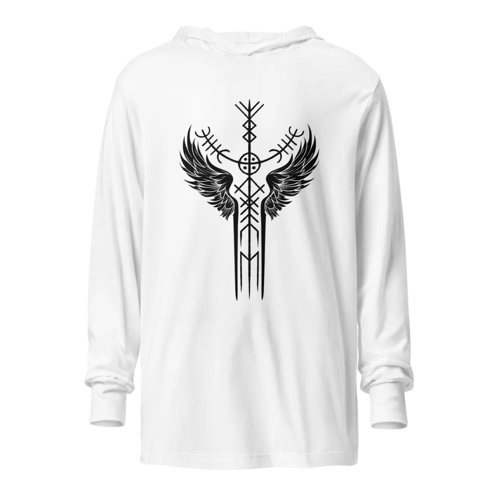 The Valkyrie Stave Hooded Long Sleeve Tee (black print) product image (1)