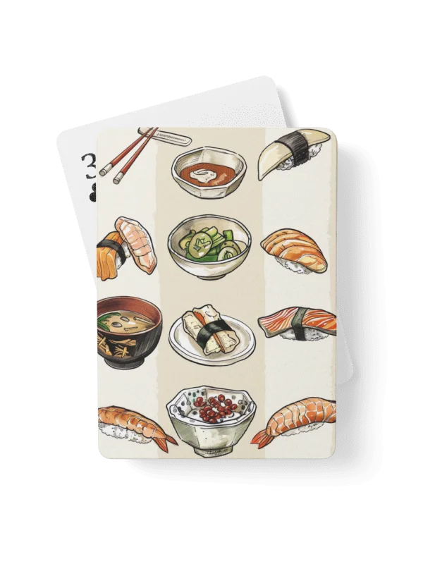 Japanese Sushi Poker Playing Cards | Cute Watercolor Bento Illustration Deck product image (1)
